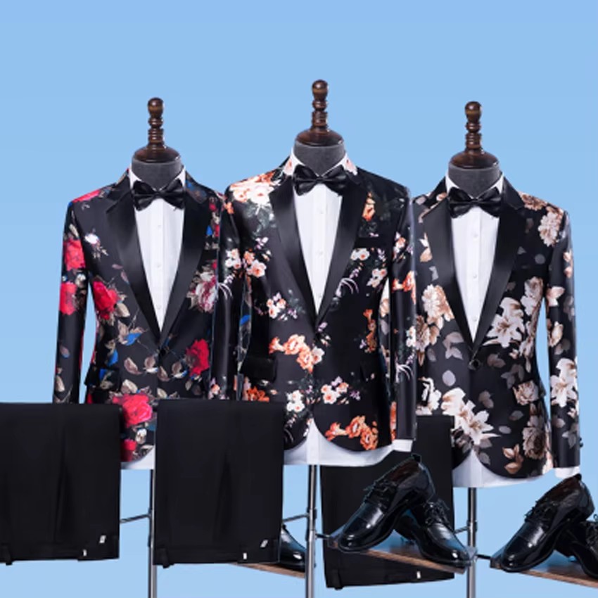 Men'S Grooming Jacket - Auriparus flaviceps Bloemen Bruidegom Smoking 2-delig