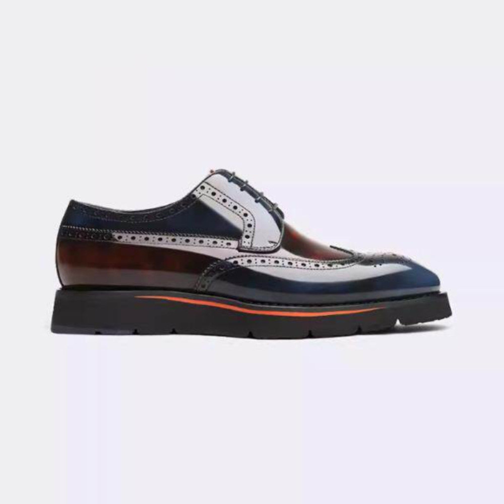 Men'S Grooming And Style - Kleurblok herenschoenen van echt leer, brogue-schoenen