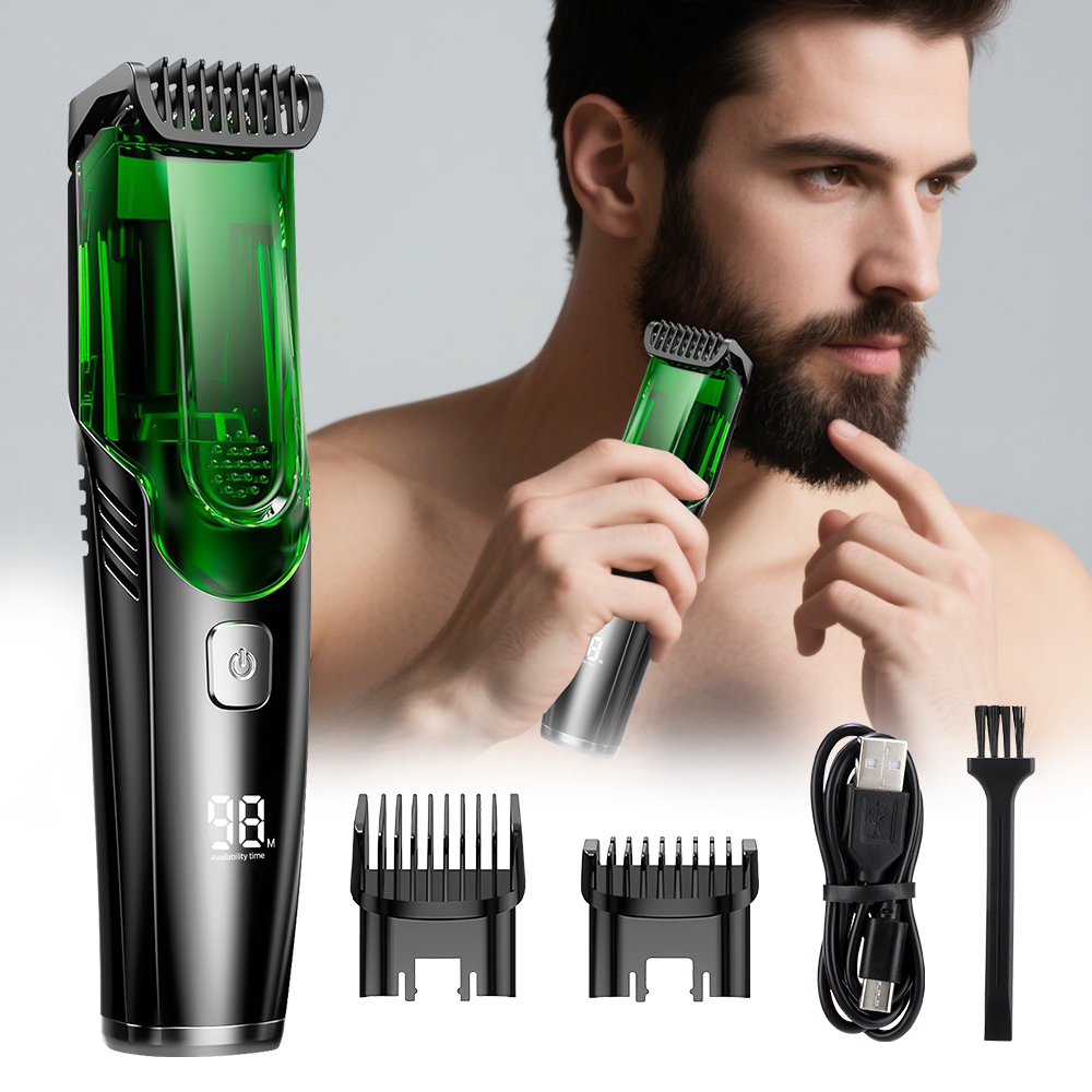 Men'S Grooming Vacuum - Draadloze Baardtrimmer voor Mannen, Oplaadbare Elektrische