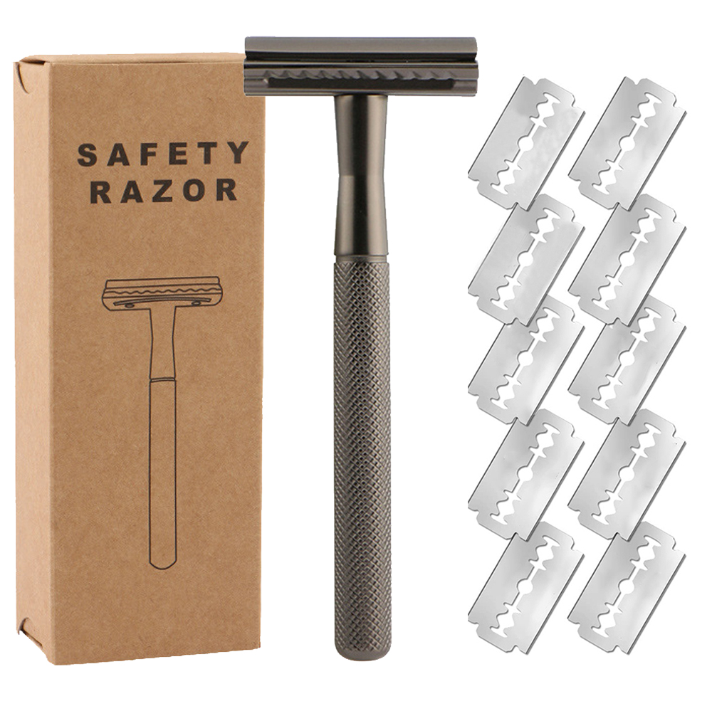 Straight Razor Safety - Veiligheidsscheermes met messing verzwaarde handgreep en